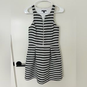 Knit striped dress with zipper accent